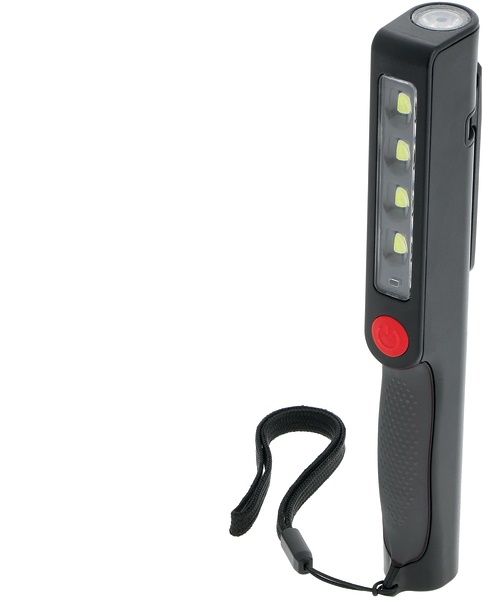 Lampada ispezione LED 200 lumen ricaricabile IP54 con gancio magnetico orientabile 90° per lavori elettrici