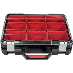 Cofanetto organiser profondo 100 mm con 9 scomparti estraibili per organizzazione contenuti