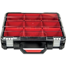 Cofanetto organiser profondo 100 mm con 9 scomparti estraibili per organizzazione contenuti