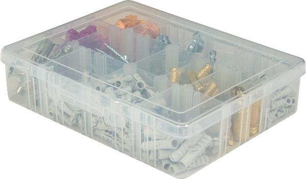 Cofanetto organizer trasparente 14 scomparti divisori estraibili per ufficio e casa