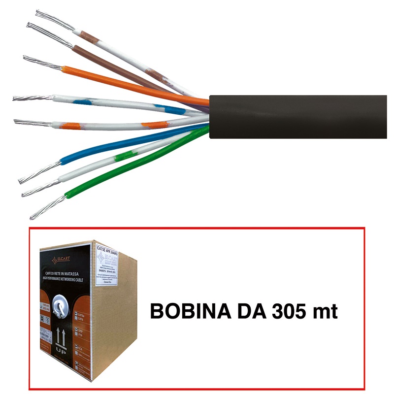 Cavo CAT6 UTP rigido 305m alta resistenza per installazioni esterne professionali