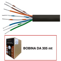 Cavo CAT6 UTP rigido 305m alta resistenza per installazioni esterne professionali