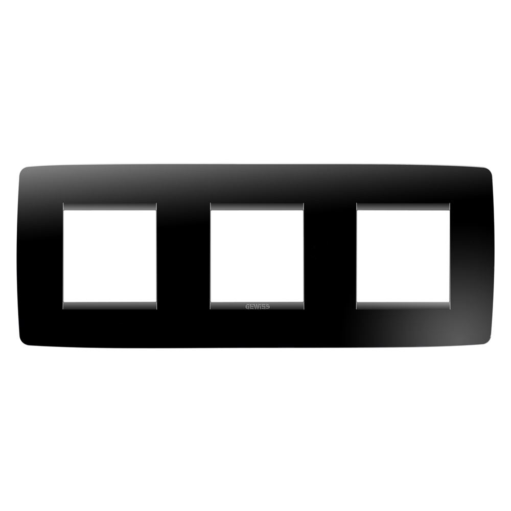 Placca civile ONE International 2+2+2 posti tecnopolimero nero toner design sobrio