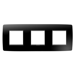 Placca civile ONE International 2+2+2 posti tecnopolimero nero toner design sobrio