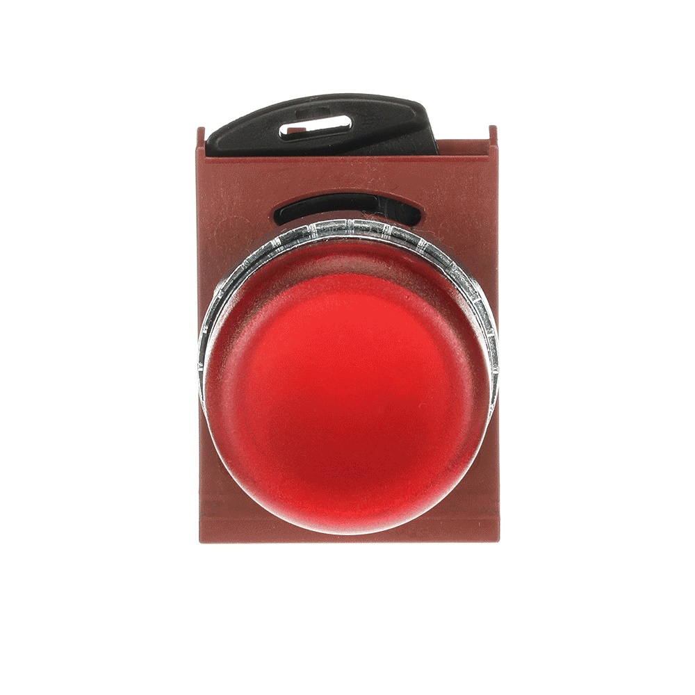 Spia luminosa modulare metallo satinata diffusore rosso per impianti industriali e civili