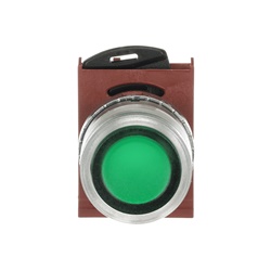 Pulsante luminoso verde satinato incasso modulare metallo per impianti industriali e civili