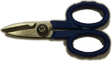 Forbici isolate 145mm lame diritte microdentate acciaio inox impugnatura ABS elettricisti