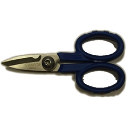 Forbici isolate 145mm lame diritte microdentate acciaio inox impugnatura ABS elettricisti