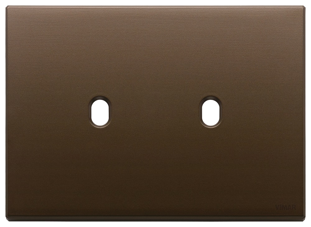 Placca 3 moduli per due comandi metallo bronzo scuro spazzolato Vintage per installazioni elettriche