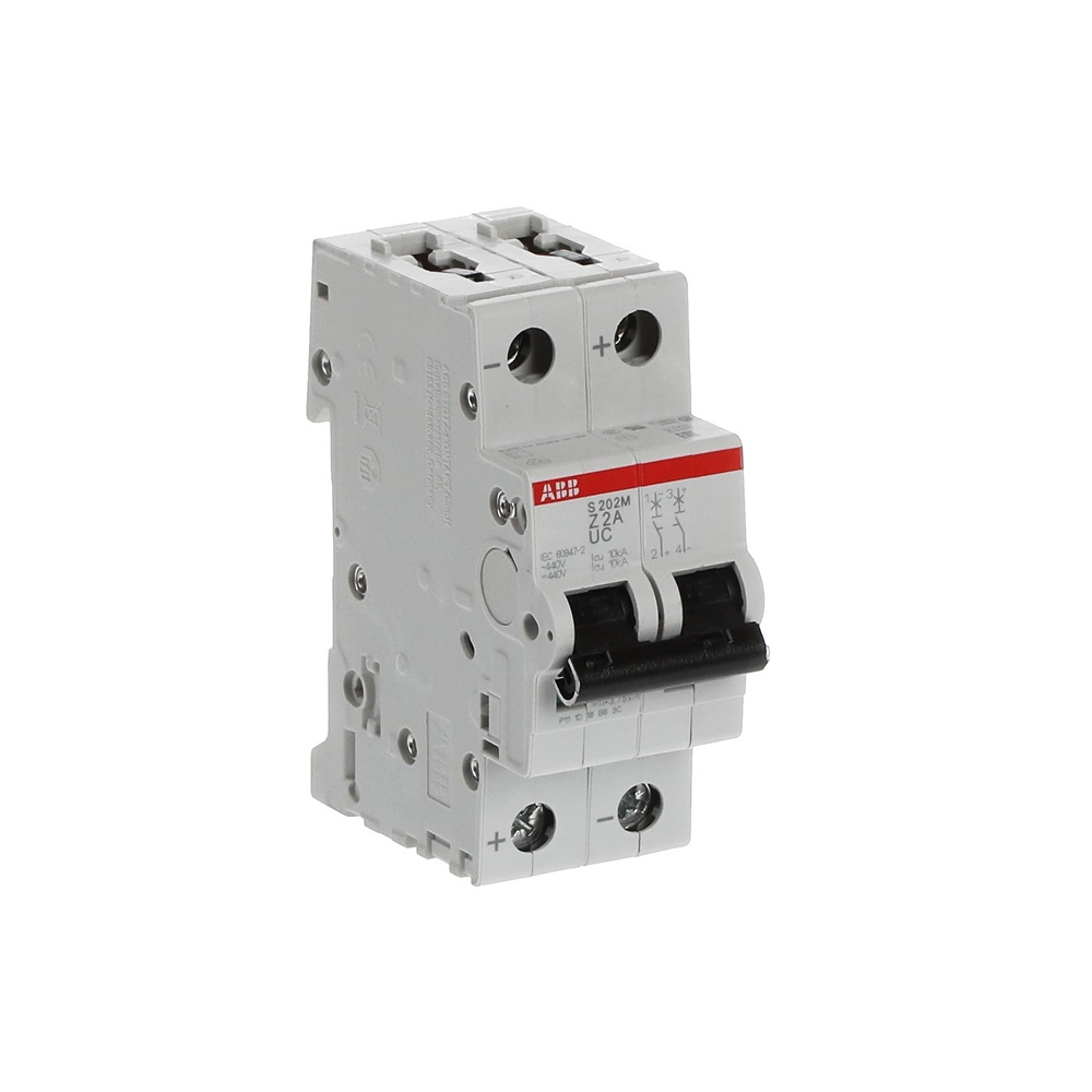 Interruttore automatico Miniature Circuit Breaker S200MUC 2P 2A Z 10kA AC/DC uso industriale