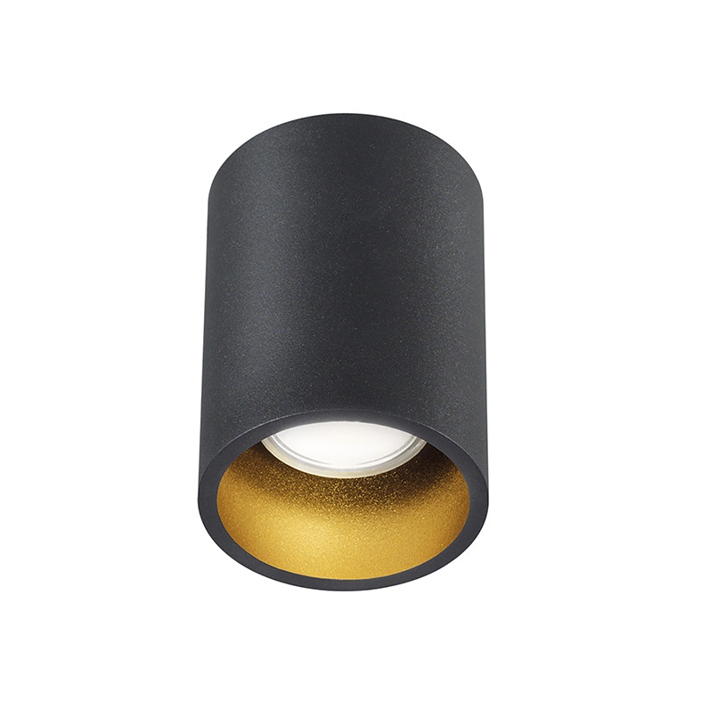 Downlight plafone tondo nero-oro satinato GU10 IP20 per ambienti moderni residenziali e commerciali