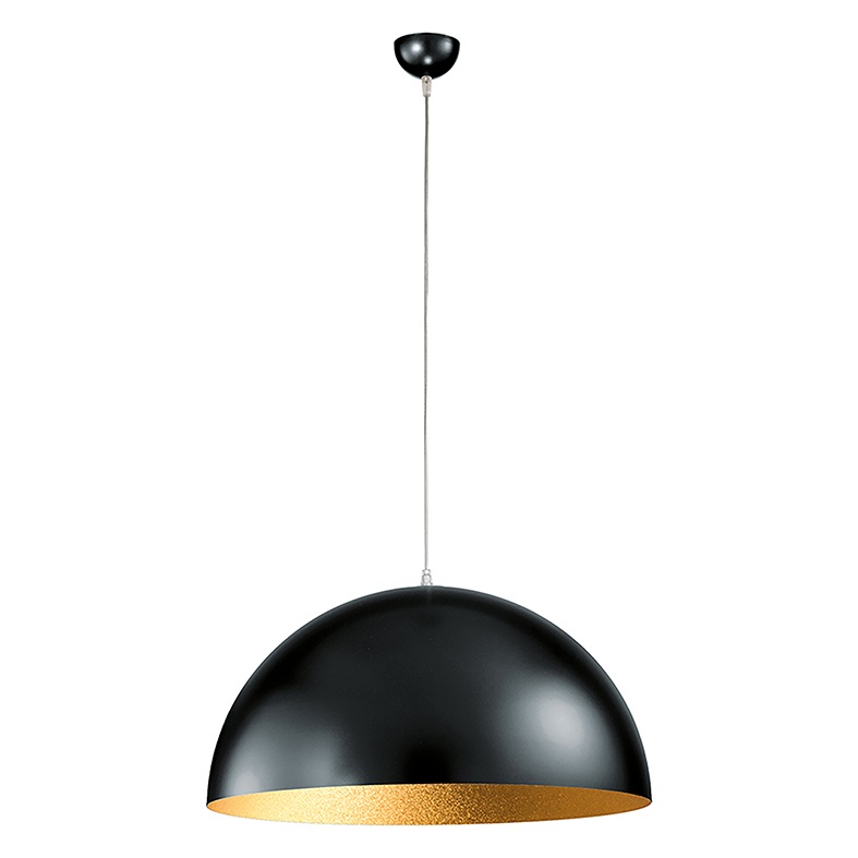 Lampada sospensione metallo nero oro satinato E27 per interni design elegante