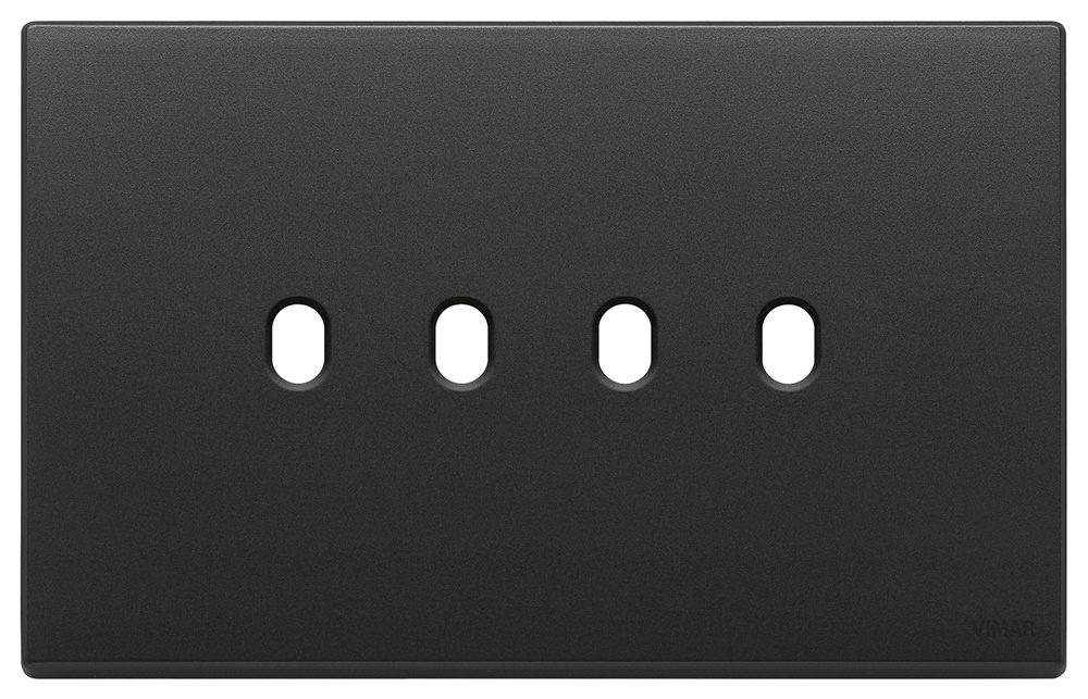 Placca 4 moduli Vintage metallo grigio antracite per comandi elettrici