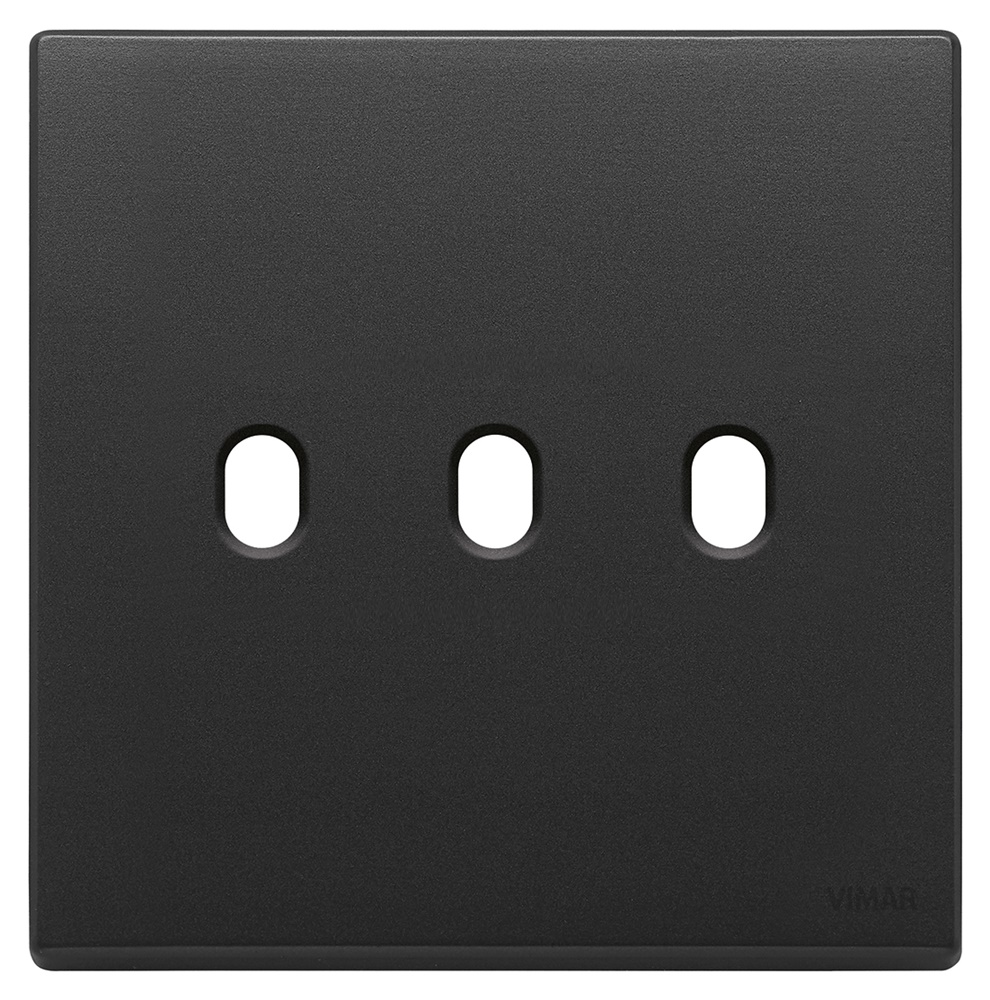 Placca 3 moduli BS Vintage metallo grigio antracite per comandi elettrici
