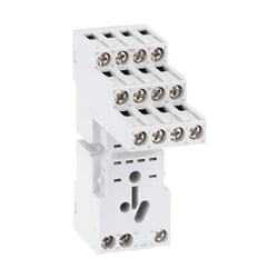 Zoccolo industriale 4 contatti scambio HR604C montaggio guida DIN vite terminali superiori