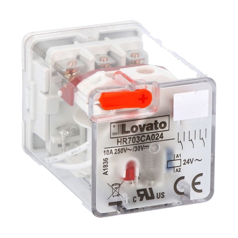 RELE INDUSTRIALE UNDECAL 3 CONTATTI SCAMBIO 10A 24VAC LED INDICATORE HR7XS2