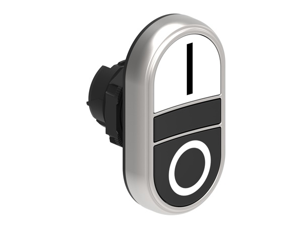 Pulsante doppio rasato Ø22mm plastica cromata bianco-nero serie Platinum controllo impulsi