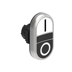 Pulsante doppio rasato Ø22mm plastica cromata bianco-nero serie Platinum controllo impulsi