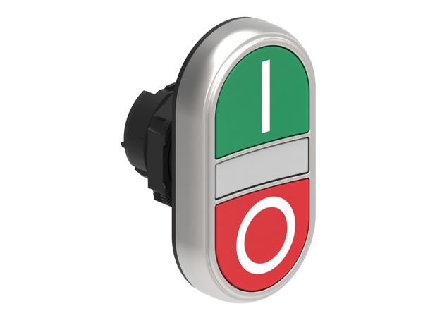 Pulsanti doppi rasati impulsi verde rosso con indicatore luminoso bianco Ø22mm serie Platinum plastica cromata