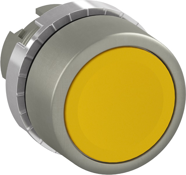 Pulsante modulare metallo satinato giallo a filo per impianti elettrici industriali