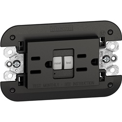 Presa duplex GFCI 15A 127V nero 3 moduli standard americano con supporto