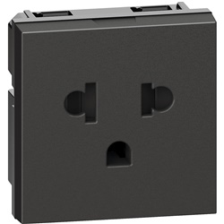 Presa 2P+T 16A 127/250V Euroamericano alveoli schermati nero 2 moduli