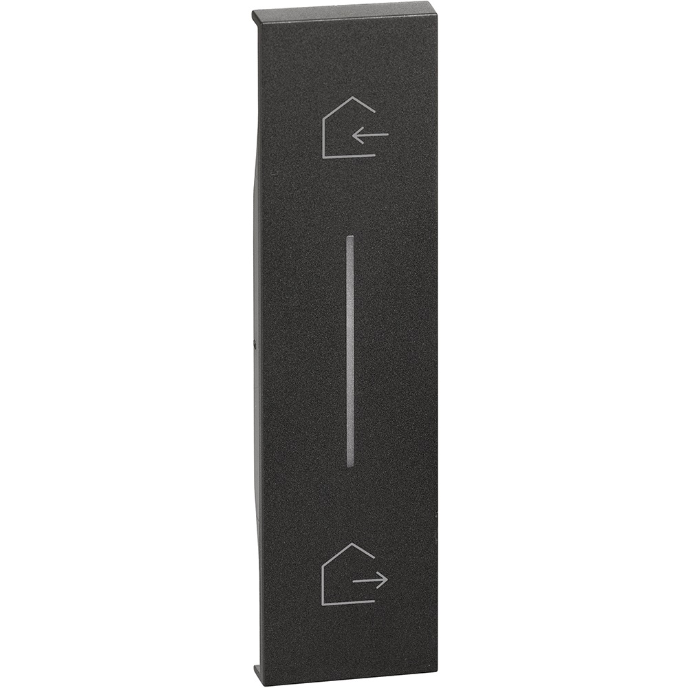 Cover illuminabile nera per interruttori wireless 1 modulo con simbolo Entra & Esci, uso residenziale