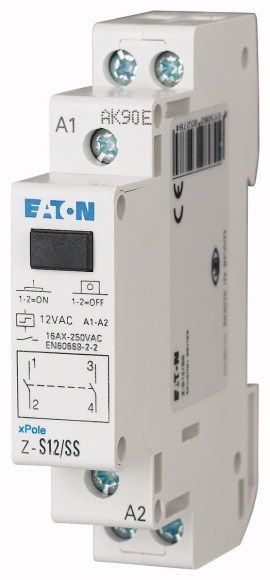 Relè passo-passo 12V AC 2NA 16A montaggio su guida DIN 17,5mm