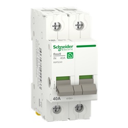 Interruttore sezionatore Resi9 IN 2 poli 40A 415V per controllo circuiti elettrici montaggio guida DIN