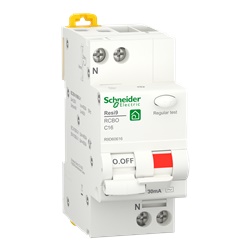 Interruttore magnetotermico differenziale RCBO Resi9 1P+N 16A curva C 30mA tipo AC per applicazioni commerciali e industriali