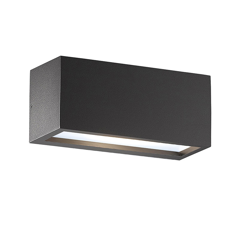 Apparecchio biemissione a parete LED IP55 struttura alluminio verniciato resistente esterno