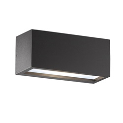 Apparecchio biemissione a parete LED IP55 struttura alluminio verniciato resistente esterno