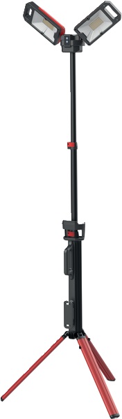 Piantana LED da cantiere ricaricabile doppia testina orientabile 3 livelli intensità