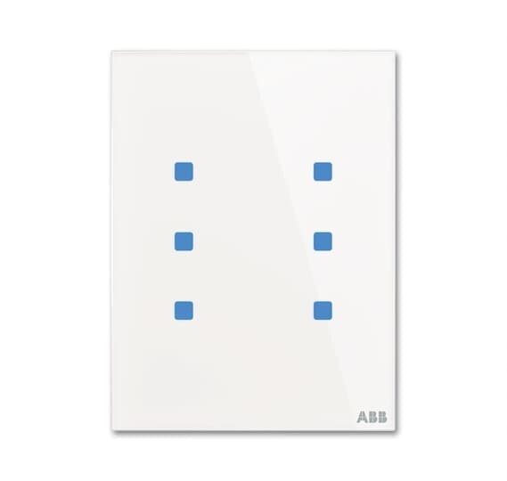 Placca touch 6 canali multifunzione con sensore temperatura per automazione KNX residenziale e commerciale