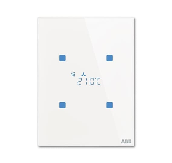 Termostato touch a parete con controllo temperatura ambiente, compatibile KNX, per riscaldamento e ventilazione residenziale e commerciale