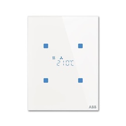 Termostato touch a parete con controllo temperatura ambiente, compatibile KNX, per riscaldamento e ventilazione residenziale e commerciale