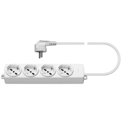 Presa multipla universale 4 uscite SICURY 16A 250V cavo 2m 3G1,5 bianco uscita 90°