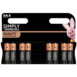 Pile AA Duracell Simply lunga durata confezione 8 pezzi uso domestico e professionale