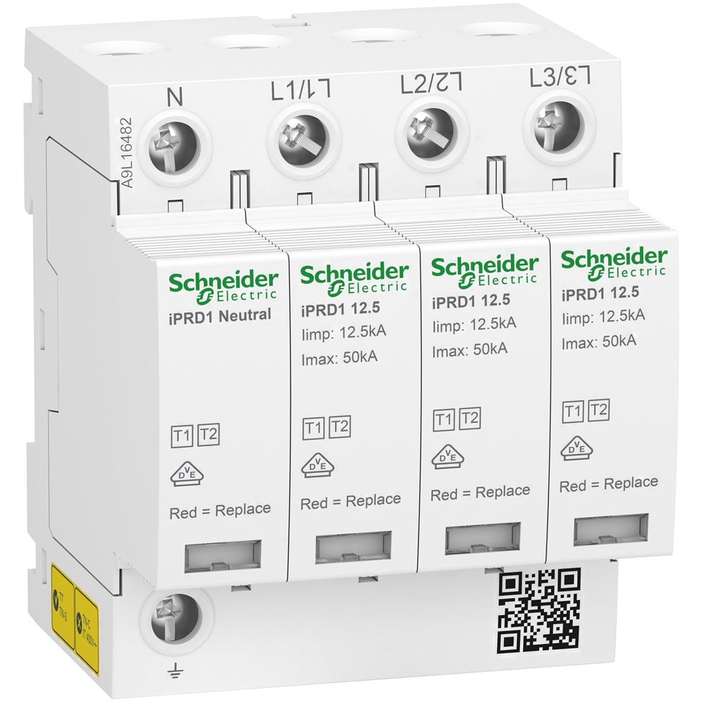 SPD Acti9 iPRD1 12.5 3P+N 350V Tipo 1+2 Protezione Sovratensioni Residenziale e Commerciale con Segnalazione Remota