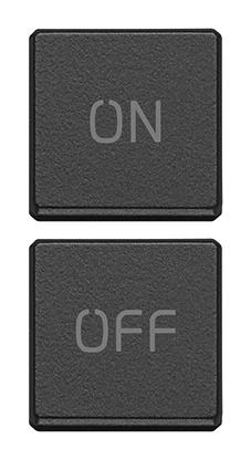 Due tasti flat intercambiabili simboli ON OFF grigio antracite per comandi elettrici