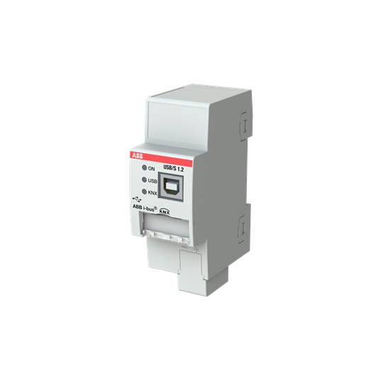 Interfaccia USB/S 1.2 per sistemi KNX, montaggio su guida DIN, controllo domotico efficiente