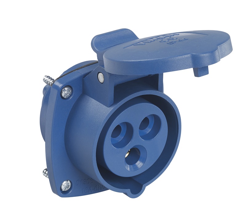 Presa ricambio 2P+T 16A 200-250V IP44 blu per avvolgicavo industriale