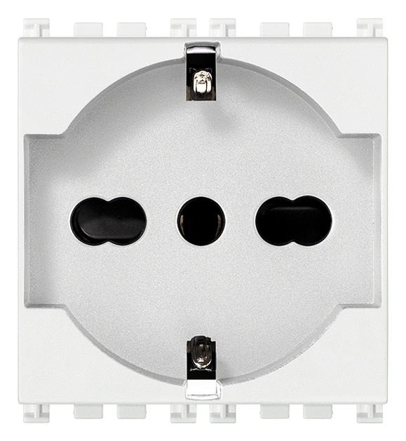 Presa 2P+T 16A universale antibatterica bianco 2 moduli standard italiano