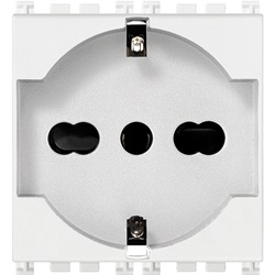 Presa 2P+T 16A universale antibatterica bianco 2 moduli standard italiano