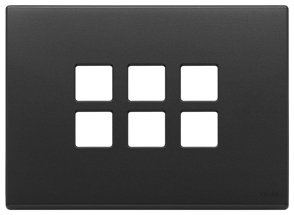 Placca 3 moduli per 6 comandi domotici Flat metallo grigio antracite KNX
