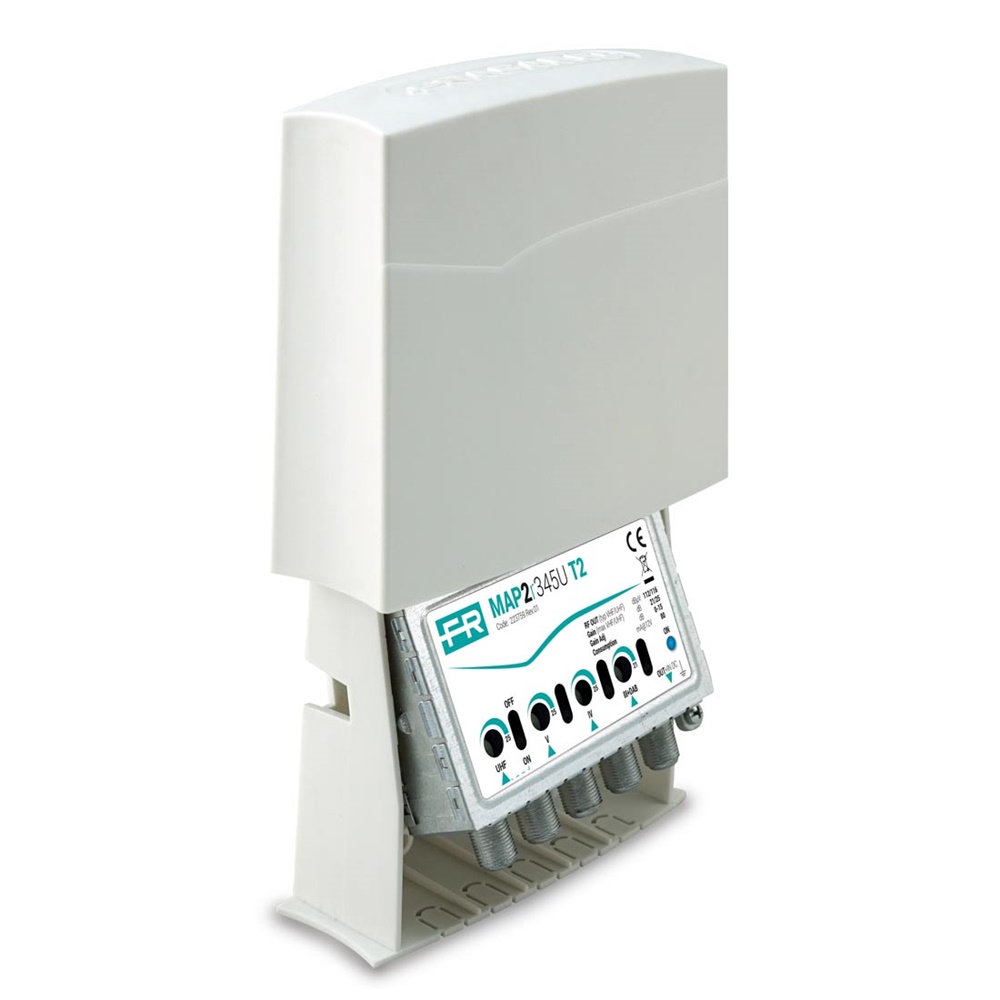 Amplificatore 4 ingressi T2+DAB 25dB per antenne civili