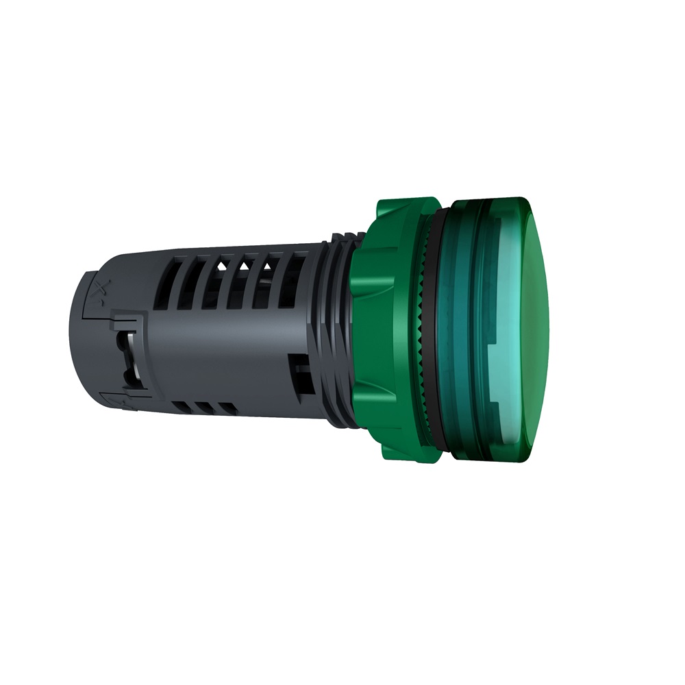 Lampada spia monoblocco verrde Ø22 con LED integrato 110-120 Vac
