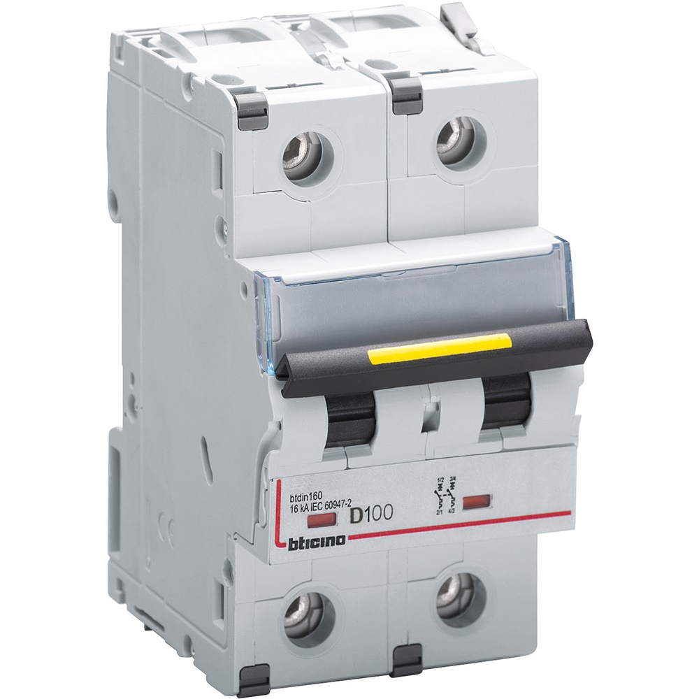 Interruttore magnetotermico 2P curva D 100A uso civile e industriale