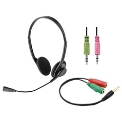 Cuffia 3,5 mm con microfono integrato e adattatore per comunicazioni chiare ed uso prolungato settore elettronico
