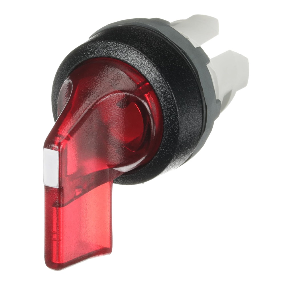 Selettore 2 posizioni 90° leva rossa illuminato plastica nera per impianti industriali